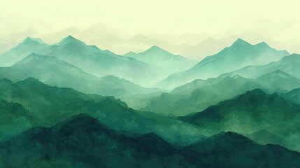 Green illustration mountain background