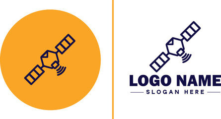 satellite icon technology communication flat satellite logo sign symbol editable vector