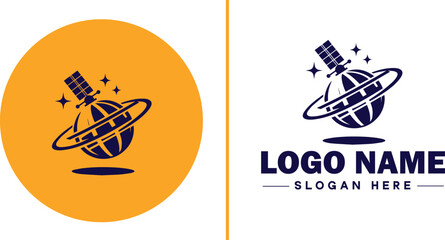 satellite icon technology communication flat satellite logo sign symbol editable vector