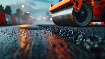 rink rolls asphalt road repair - obrazy, fototapety, plakaty