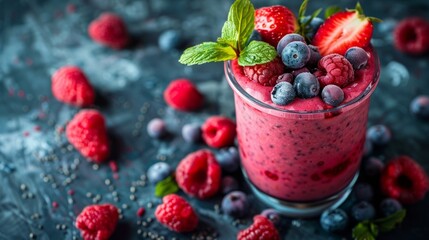 A Delicious and Healthy Smoothie Full of Berries and Fruit, Offering a Tantalizing Blend of Sweetness and Vitality