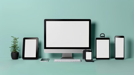 Blank Screen and Devices Mockup: A photo featuring various mockup devices with blank screens