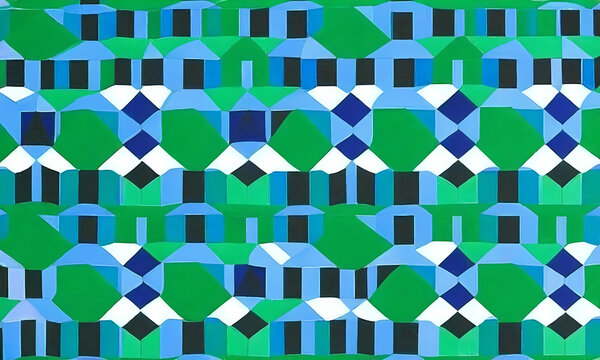 Unique pattern with green white and blue color composition