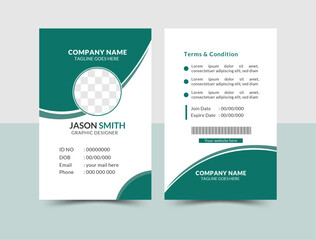 Corporate modern, creative, clean and simple business office id card design templete. Id card mockup in bright colors. Vertical layout design . Vector illustration and  easy to edit and use