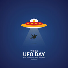World ufo day creative ads.World ufo day design, july 2, illustration on night galaxy gradient color background design