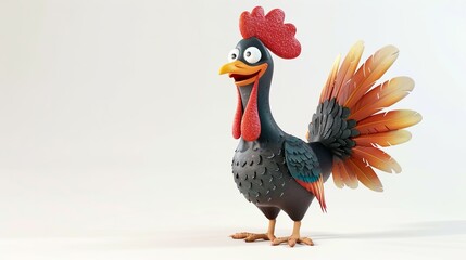 funny rooster on white background
