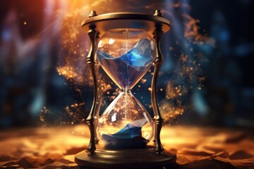 Whirlwind Hourglass Countdown: An hourglass suspended in a perpetual whirlwind, counting down to a storm of magical energy.