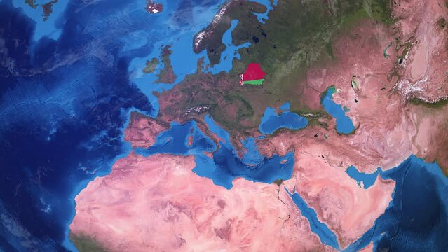 Belarus Unveiled: 4K Earth Zoom Animation with Belarusian Flag Detail