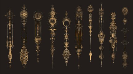 Vintage Ornate Decoration Dividers in Classic Victorian Style for Elegant Designs - Timeless, detailed elements perfect for borders, frames, and ornamental flourishes.