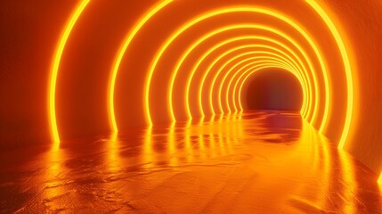 Glowing Neon Tunnel of Infinite Luminous Perspectives