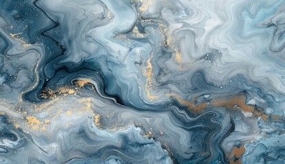 Close up of a swirling electric blue and white marble pattern