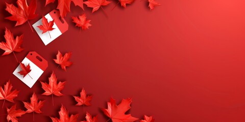 Web banner for Canada Day with Sale tags or Rectangular frame for text, On the left is free space