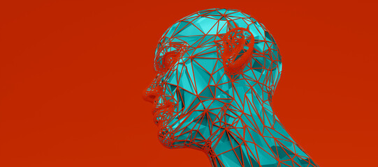 Abstract colorful head, android, 3d render - obrazy, fototapety, plakaty