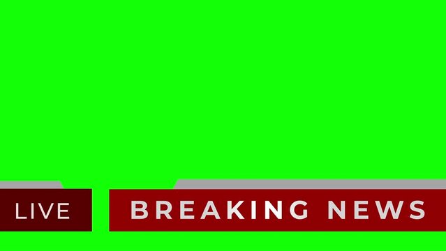Breaking News - Lower third live breaking news brackground green screen and seamless looping ticker with blank text boxes.