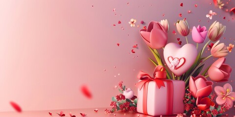 Web banner for Mother's Day with 3D icon sale special offer on background, On the left is free space