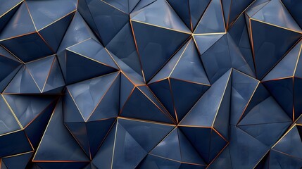 Geometry Seamless pattern. Abstract polygonal pattern luxury dark blue with gold background.  Luxury