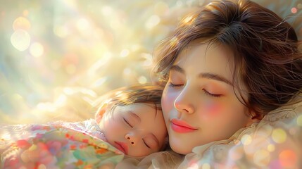 Closeup photo of beautiful young mother hold arms little daughter 