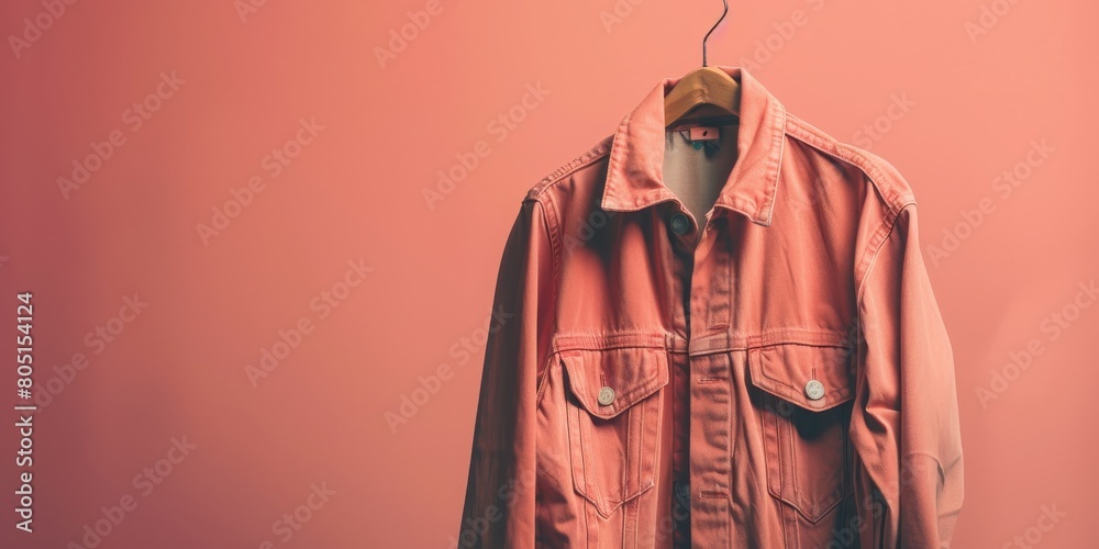 Sticker A pink jacket hanging on a hanger