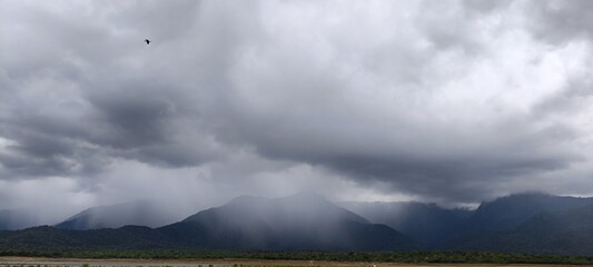 rainy clouds over the mountains