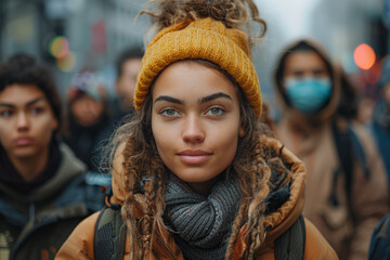 A group of activists marching for racial justice and equality, confronting systemic racism and advocating for change. Concept of racial justice activism. Generative Ai.
