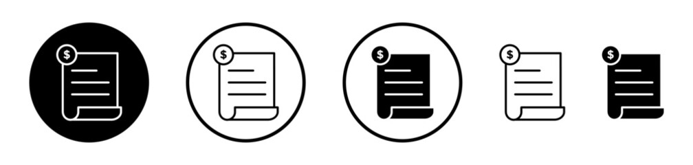 Payment Receipt Icon Collection. Vector Symbols for Invoices and Receipts.