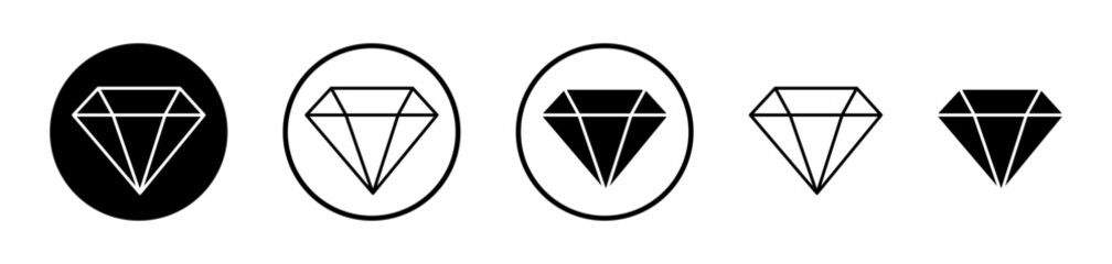 Precious Stone Icon Set. Luxury and Value Diamond Vector Symbols.