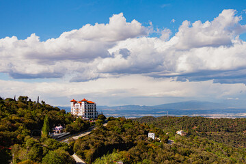 View of castle on mountain 