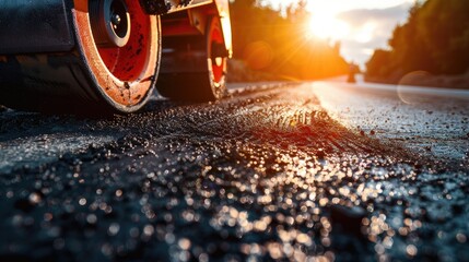 rink rolls asphalt road repair
