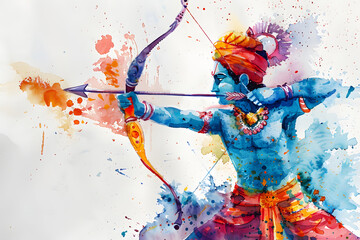 lord rama with a bow and arrow for ram navami celebration.
