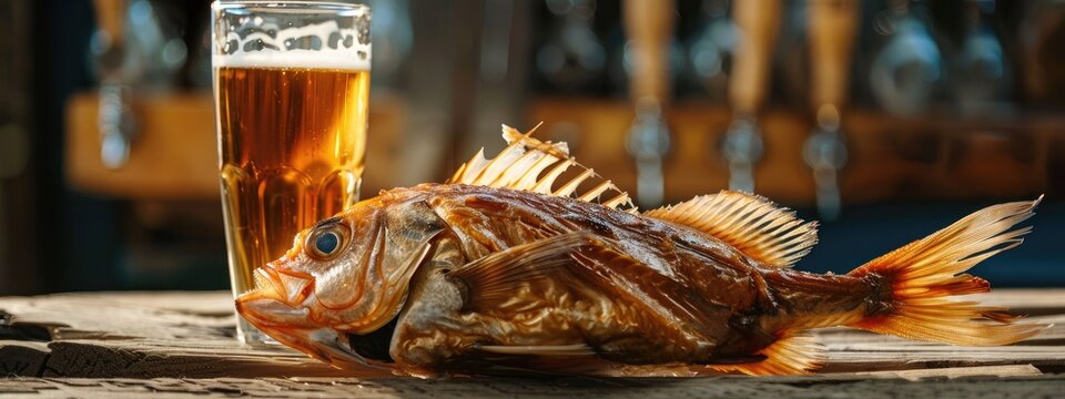 beer and dried ram fish