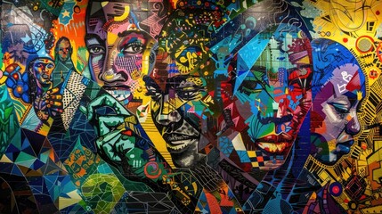 Obraz premium Dynamic Juneteenth Tribute: Street Art Mural with African Heritage