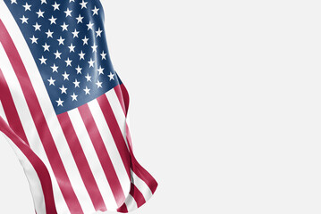 National flag of United States of America flutters in the wind. Wavy United States of America Flag....