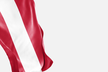 National flag of Austria flutters in the wind. Wavy Austria Flag. Close-up front view.
