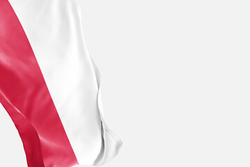 National flag of Poland flutters in the wind. Wavy Poland Flag. Close-up front view.