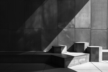 A minimalist composition featuring hexagonal patterns casting subtle shadows on a monochromatic backdrop, evoking a sense of modern sophistication
