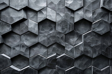 A symphony of hexagonal patterns glistening against a sleek, slate-gray backdrop, reminiscent of a...