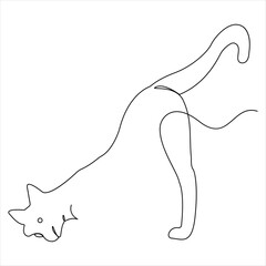 Continuous one line drawing of aesthetic cat pet outline vector illustration