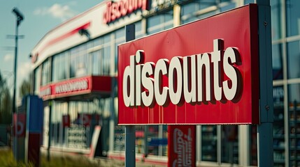 discount store sign. selective focus