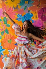 Woman in Colorful Dress Dancing