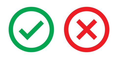 Tick and Cross check mark vector icons in line style design for website design, app, UI, isolated on white background in eps 10.