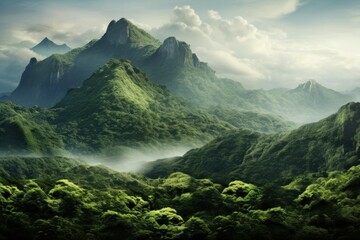 Untouched Mountain top scenery. Top cloud beauty. Generate AI