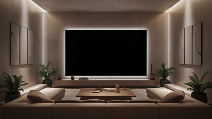modern living room with big tv