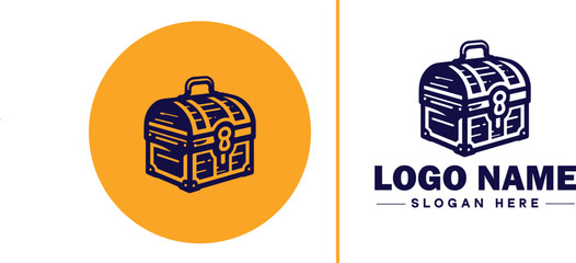 Treasure chest icon money lock box flat Treasure chest logo sign symbol editable vector