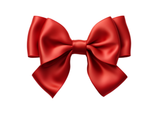 Decorative red bow isolated on transparent background