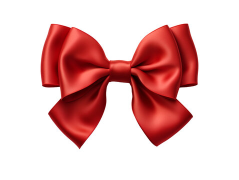 Decorative red bow isolated on transparent background