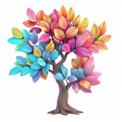 A colorful tree with leaves in different colors