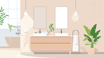 Fototapeta na wymiar Modern bathroom interior with a sink and cabinet. Fla
