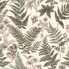 Vintage floral botanical seamless pattern