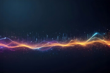 Future technology wave particle background, technology particle line concept illustration PPT background