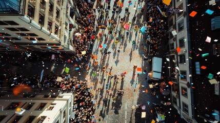 Drone view of a busy street